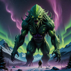 Giant alien monster in Alaskan wilderness under aurora borealis - DXL.jpg