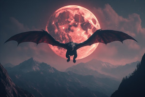 Flying monster over the mountains under blood moon - Р2.jpg