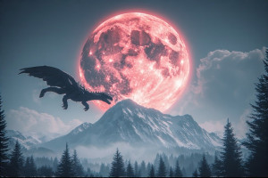 Flying monster over the mountains under blood moon - Р3.jpg