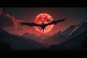 Flying monster over the mountains under blood moon - Р6.jpg