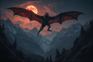 Flying monster over the mountains under blood moon - Р5.jpg