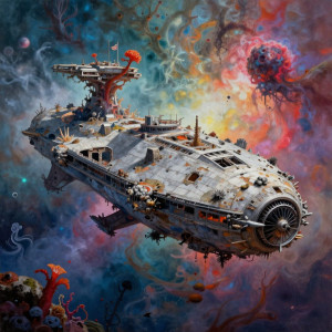 A colossal, derelict spaceship, its hull encrusted with barnacles - Z.jpg