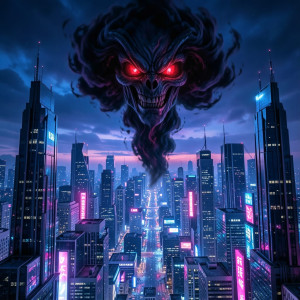Menacing tulpa in the sky over futuristic city - F24.jpg