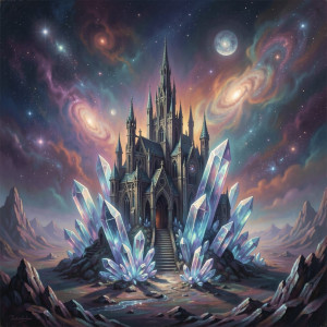 A lone, ancient elven city, carved into colossal, glowing crystals.jpg