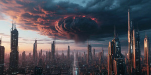 Menacing tulpa in the sky over futuristic city - Ш.jpg