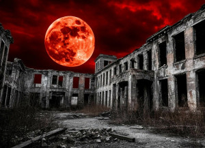 Haunted ruins of abandoned prison under blood moon - S.jpg