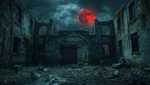 Haunted ruins of abandoned prison under blood moon - L.jpg
