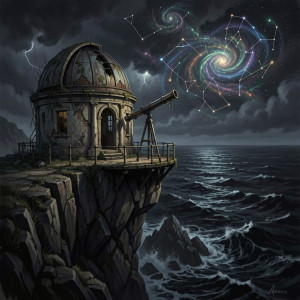 An abandoned observatory perched precariously on a jagged cliff - F29.jpg