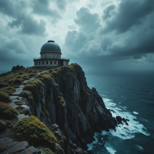 An abandoned observatory perched precariously on a jagged cliff - PL1.png