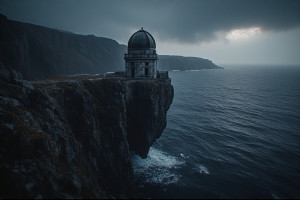 An abandoned observatory perched precariously on a jagged cliff - P1.jpg