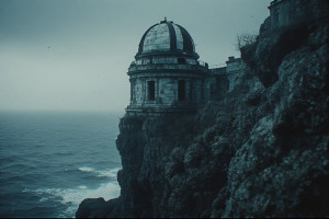 An abandoned observatory perched precariously on a jagged cliff - P3.jpg