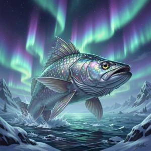 Giant Arctic monster fish under aurora borealis - F29.jpg