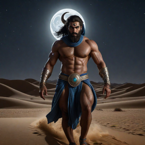 Giant menacing jinn in Arabian desert under full moon - H1.png
