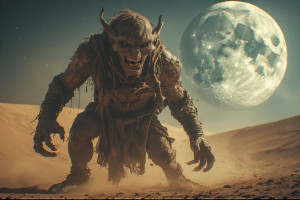 Giant menacing jinn in Arabian desert under full moon - P1.jpg