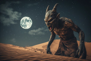 Giant menacing jinn in Arabian desert under full moon - P2.jpg