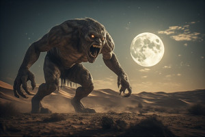 Giant menacing jinn in Arabian desert under full moon - P4.jpg