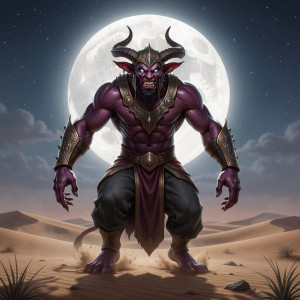 Giant menacing jinn in Arabian desert under full moon - F29.jpg