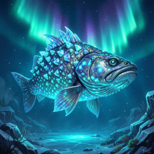 Giant Arctic monster fish under aurora borealis - F24.jpg