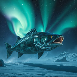 Giant Arctic monster fish under aurora borealis - JXI.jpg