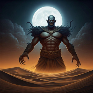 Giant menacing jinn in Arabian desert under full moon - G3.jpg