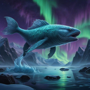 Giant Arctic monster fish under aurora borealis - К5.jpg