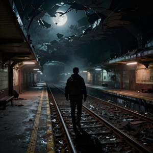 A lone explorer navigates a derelict subway station - Z.jpg