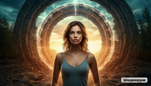 Beautiful woman stands inside portal to parallel dimension - S.jpg