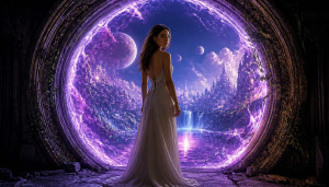 Beautiful woman stands inside portal to parallel dimension - GPT.jpg