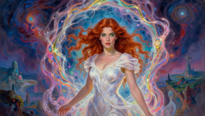 Beautiful woman stands inside portal to parallel dimension - Z.jpg