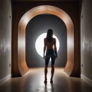 Beautiful woman stands inside portal to parallel dimension - Н1.png