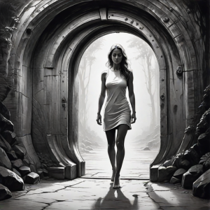 Beautiful woman stands inside portal to parallel dimension - Н6.png