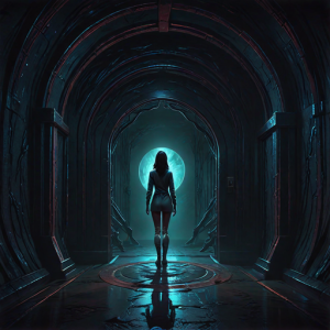 Beautiful woman stands inside portal to parallel dimension - Н8.png