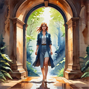 Beautiful woman stands inside portal to parallel dimension - Н9.png