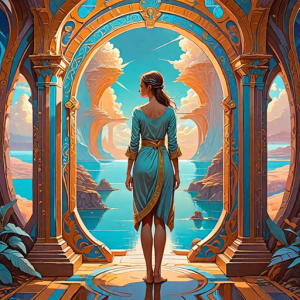 Beautiful woman stands inside portal to parallel dimension - Н13.png