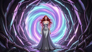 Beautiful woman stands inside tunnel to parallel dimension - F29.jpg