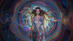 Beautiful woman stands inside tunnel to parallel dimension - Z.jpg