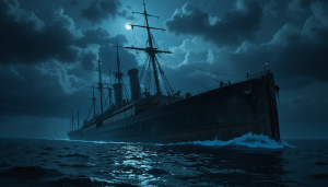 Ironclad warship sinks in the Caribbean under full moon - PL1.png