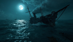 Ironclad warship sinks in the Caribbean under full moon - L1.jpg
