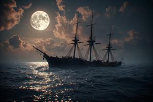 Ironclad warship sinks in the Caribbean under full moon - P1.jpg