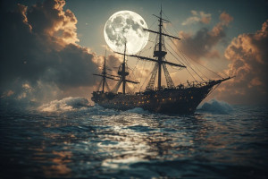 Ironclad warship sinks in the Caribbean under full moon - P2.jpg