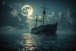 Ironclad warship sinks in the Caribbean under full moon - P3.jpg