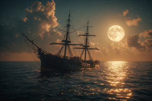 Ironclad warship sinks in the Caribbean under full moon - P4.jpg