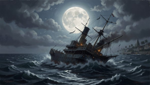 Ironclad warship sinks in the Caribbean under full moon - F29.jpg
