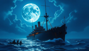 Ironclad warship sinks in the Caribbean under full moon - H11.jpg
