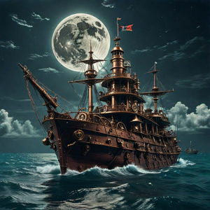 Ironclad warship sinks in the Caribbean under full moon - H4.png