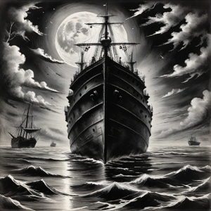 Ironclad warship sinks in the Caribbean under full moon - H5.png