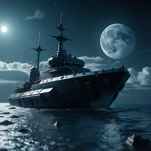 Ironclad warship sinks in the Caribbean under full moon - H6.png