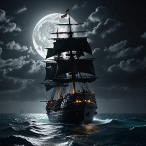 Ironclad warship sinks in the Caribbean under full moon - H7.png