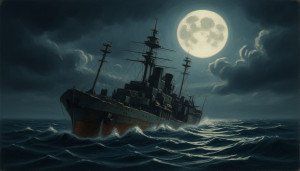 Ironclad warship sinks in the Caribbean under full moon - F24B.jpg