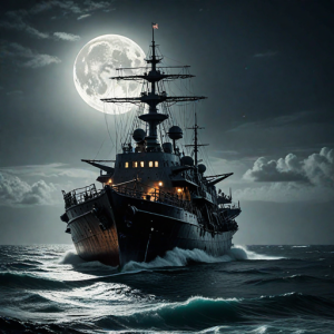 Ironclad warship sinks in the Caribbean under full moon - H9.png